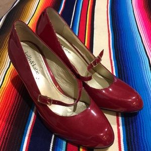 Kelly & Katie Caris Red Patten Mary Jane Leather High Heels